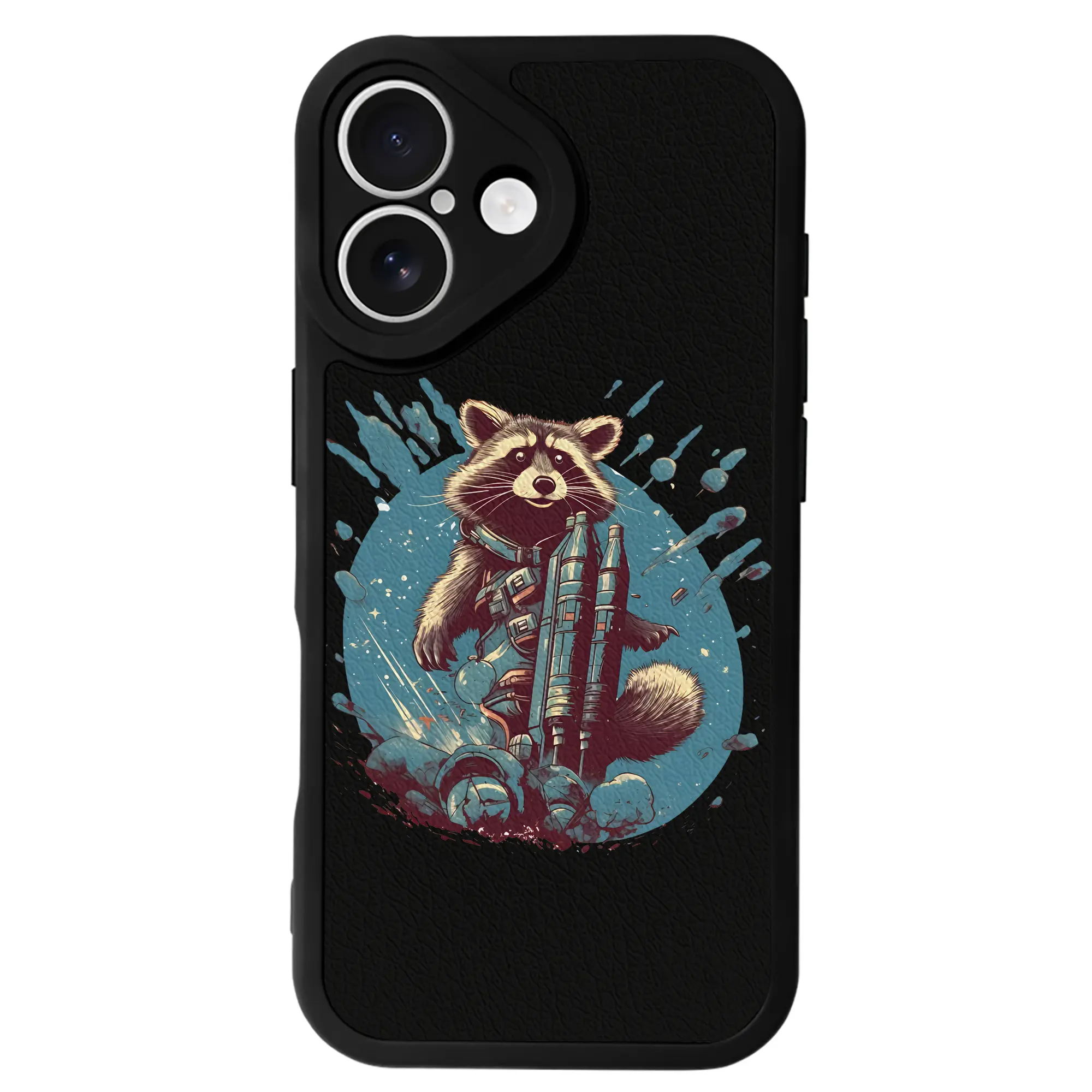 アベンジャーズ (Avenjāzu) グッズ ロケット(Roketto) - IPhone 16シリーズ対応 ・ シリコンスマホケース ・ レザー調 ・ 高精度フィット ・ 耐衝撃 ・ ワイヤレス充電対応 ・ 精密カット